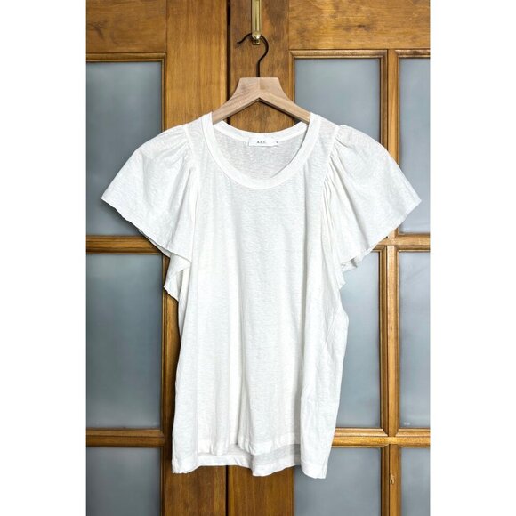 A.L.C. Tops - ALC Flutter Sleeve Cotton T-Shirt